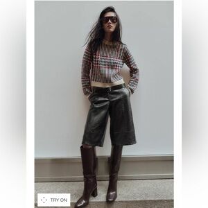 ZARA HOUNDSTOOTH WOOL JUMPER